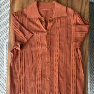 Rust Orange Short Sleeve Knit Shirt